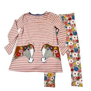 Mini Boden Horse Appliqué Tunic and Floral Leggings Size 8/9